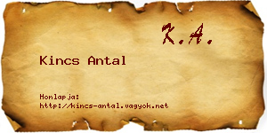 Kincs Antal névjegykártya